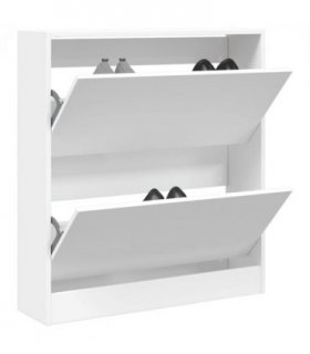 vidaXL Shoe Cabinet White 80x21x87.5 cm Engineered Wood — Size: 80 x 21 x 87.5 cm