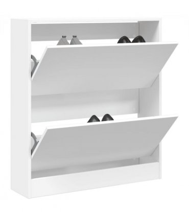 vidaXL Shoe Cabinet White 80x21x87.5 cm Engineered Wood — Size: 80 x 21 x 87.5 cm
