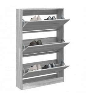 vidaXL Shoe Cabinet Grey Sonoma 80x21x125.5 cm Engineered Wood — Size: 80 x 21 x 125.5 cm