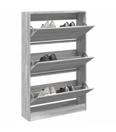 vidaXL Shoe Cabinet Grey Sonoma 80x21x125.5 cm Engineered Wood — Size: 80 x 21 x 125.5 cm