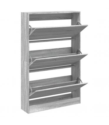vidaXL Shoe Cabinet Grey Sonoma 80x21x125.5 cm Engineered Wood — Size: 80 x 21 x 125.5 cm