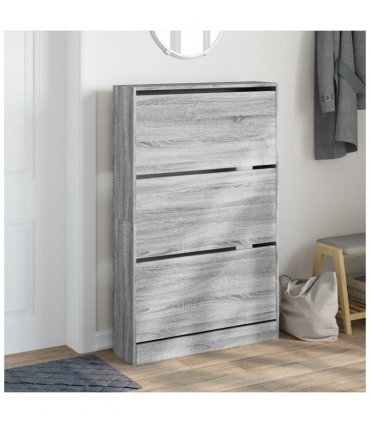 vidaXL Shoe Cabinet Grey Sonoma 80x21x125.5 cm Engineered Wood — Size: 80 x 21 x 125.5 cm