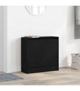 vidaXL Shoe Cabinet Black Oak 60 x 21 x 57 cm Engineered Wood