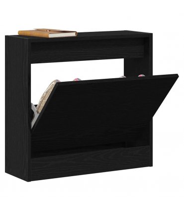 vidaXL Shoe Cabinet Black Oak 60 x 21 x 57 cm Engineered Wood