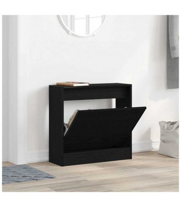 vidaXL Shoe Cabinet Black Oak 60 x 21 x 57 cm Engineered Wood