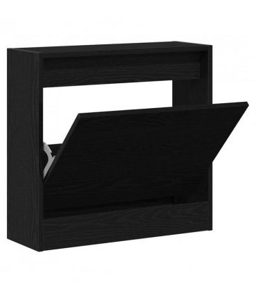 vidaXL Shoe Cabinet Black Oak 60 x 21 x 57 cm Engineered Wood