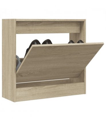 vidaXL Shoe Cabinet Sonoma Oak 60x21x57 cm Engineered Wood — Size: 60 x 21 x 57 cm