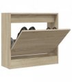 vidaXL Shoe Cabinet Sonoma Oak 60x21x57 cm Engineered Wood — Size: 60 x 21 x 57 cm