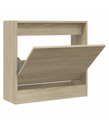 vidaXL Shoe Cabinet Sonoma Oak 60x21x57 cm Engineered Wood — Size: 60 x 21 x 57 cm