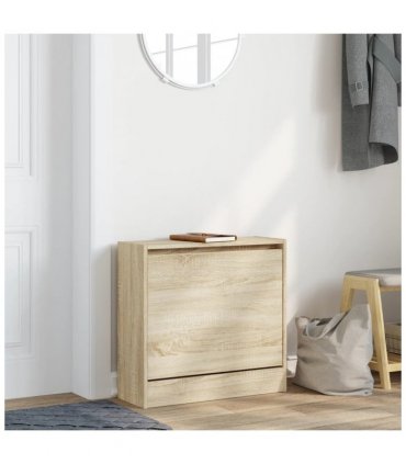 vidaXL Shoe Cabinet Sonoma Oak 60x21x57 cm Engineered Wood — Size: 60 x 21 x 57 cm