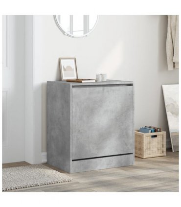 vidaXL Shoe Cabinet Concrete Grey 60x42x69 cm Engineered Wood — Size: 60 x 42 x 69 cm
