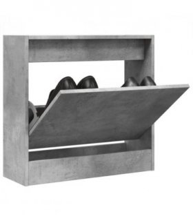 vidaXL Shoe Cabinet Concrete Grey 60x21x57 cm Engineered Wood — Size: 60 x 21 x 57 cm