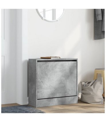 vidaXL Shoe Cabinet Concrete Grey 60x21x57 cm Engineered Wood — Size: 60 x 21 x 57 cm