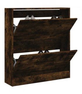 vidaXL Shoe Cabinet Smoked Oak 80x21x87.5 cm Engineered Wood — Size: 80 x 21 x 87.5 cm