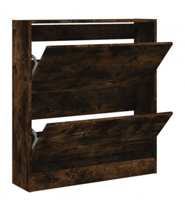 vidaXL Shoe Cabinet Smoked Oak 80x21x87.5 cm Engineered Wood — Size: 80 x 21 x 87.5 cm