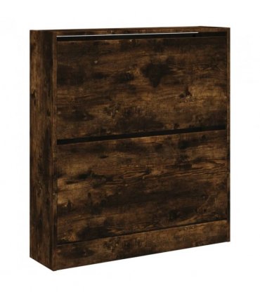 vidaXL Shoe Cabinet Smoked Oak 80x21x87.5 cm Engineered Wood — Size: 80 x 21 x 87.5 cm