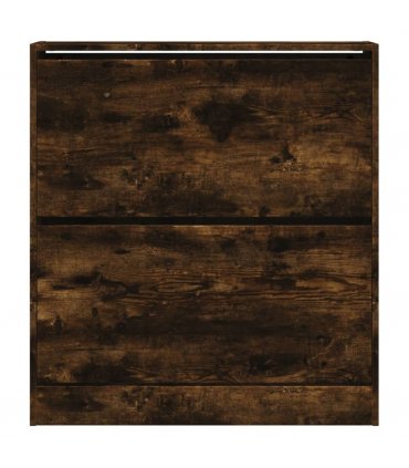 vidaXL Shoe Cabinet Smoked Oak 80x21x87.5 cm Engineered Wood — Size: 80 x 21 x 87.5 cm