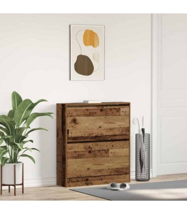 vidaXL Shoe Cabinet Old Wood 80 x 21 x 87.5 cm Engineered Wood