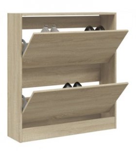 vidaXL Shoe Cabinet Sonoma Oak 80x21x87.5 cm Engineered Wood — Size: 80 x 21 x 87.5 cm