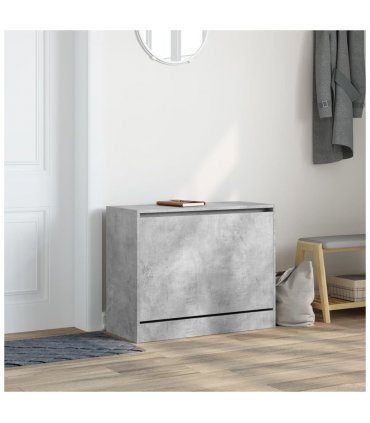 vidaXL Shoe Cabinet Concrete Grey 80x34x63 cm Engineered Wood — Size: 80 x 34 x 63 cm