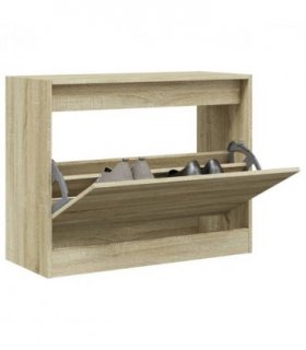 vidaXL Shoe Cabinet Sonoma Oak 80x34x63 cm Engineered Wood — Size: 80 x 34 x 63 cm