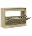 vidaXL Shoe Cabinet Sonoma Oak 80x34x63 cm Engineered Wood — Size: 80 x 34 x 63 cm