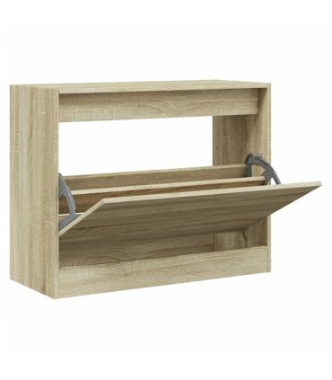 vidaXL Shoe Cabinet Sonoma Oak 80x34x63 cm Engineered Wood — Size: 80 x 34 x 63 cm