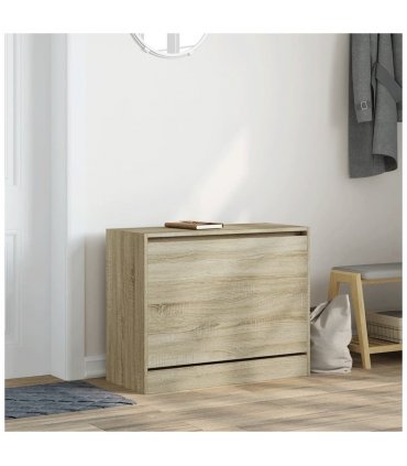 vidaXL Shoe Cabinet Sonoma Oak 80x34x63 cm Engineered Wood — Size: 80 x 34 x 63 cm