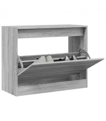 vidaXL Shoe Cabinet Grey Sonoma 80x34x63 cm Engineered Wood — Size: 80 x 34 x 63 cm