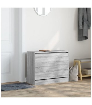 vidaXL Shoe Cabinet Grey Sonoma 80x34x63 cm Engineered Wood — Size: 80 x 34 x 63 cm