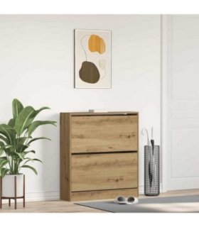 vidaXL Shoe Cabinet Smoked Oak 80 x 21 x 87.5 cm Engineered Wood — Colour: Artisan oak
