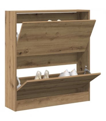 vidaXL Shoe Cabinet Smoked Oak 80 x 21 x 87.5 cm Engineered Wood — Colour: Artisan oak
