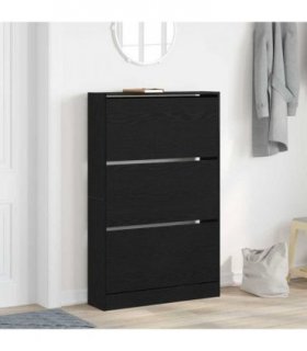 vidaXL Shoe Cabinet Black Oak 80 x 21 x 125.5 cm Engineered Wood