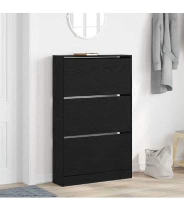 vidaXL Shoe Cabinet Black Oak 80 x 21 x 125.5 cm Engineered Wood