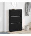 vidaXL Shoe Cabinet Black Oak 80 x 21 x 125.5 cm Engineered Wood