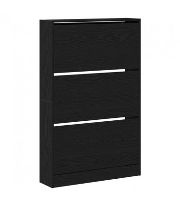 vidaXL Shoe Cabinet Black Oak 80 x 21 x 125.5 cm Engineered Wood