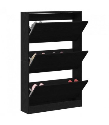 vidaXL Shoe Cabinet Black Oak 80 x 21 x 125.5 cm Engineered Wood
