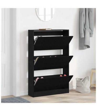 vidaXL Shoe Cabinet Black Oak 80 x 21 x 125.5 cm Engineered Wood