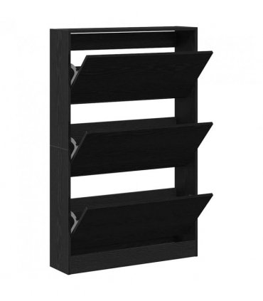 vidaXL Shoe Cabinet Black Oak 80 x 21 x 125.5 cm Engineered Wood