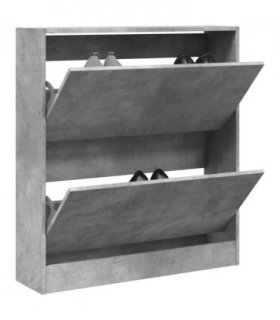 vidaXL Shoe Cabinet Concrete Grey 80x21x87.5 cm Engineered Wood — Size: 80 x 21 x 87.5 cm
