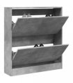 vidaXL Shoe Cabinet Concrete Grey 80x21x87.5 cm Engineered Wood — Size: 80 x 21 x 87.5 cm