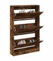 vidaXL Shoe Cabinet Smoked Oak 80x21x125.5 cm Engineered Wood — Size: 80 x 21 x 125.5 cm