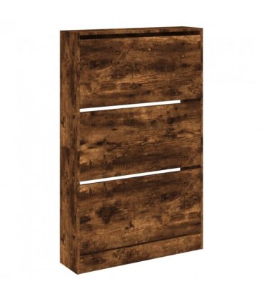vidaXL Shoe Cabinet Smoked Oak 80x21x125.5 cm Engineered Wood — Size: 80 x 21 x 125.5 cm