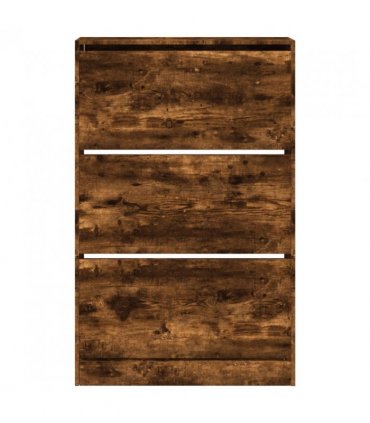 vidaXL Shoe Cabinet Smoked Oak 80x21x125.5 cm Engineered Wood — Size: 80 x 21 x 125.5 cm