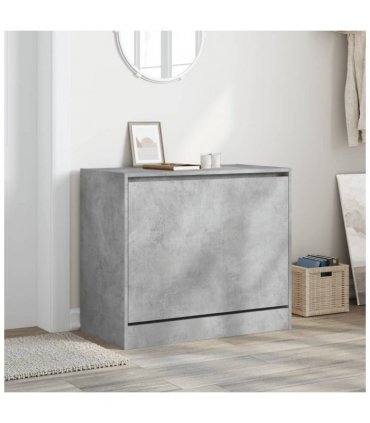vidaXL Shoe Cabinet Concrete Grey 80x42x69 cm Engineered Wood — Size: 80 x 42 x 69 cm