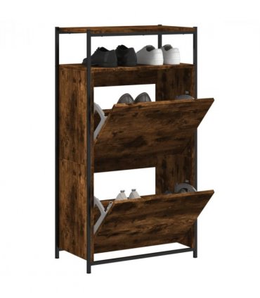 vidaXL Shoe Cabinet Smoked Oak 60x34x112 Engineered Wood