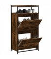 vidaXL Shoe Cabinet Smoked Oak 60x34x112 Engineered Wood