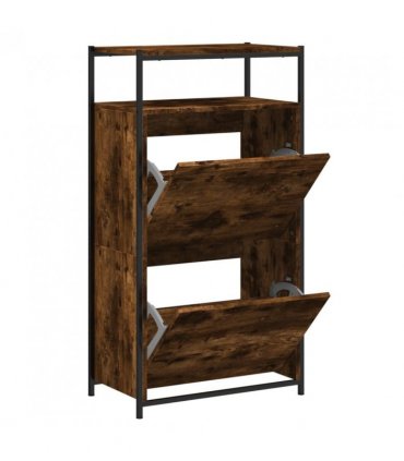 vidaXL Shoe Cabinet Smoked Oak 60x34x112 Engineered Wood