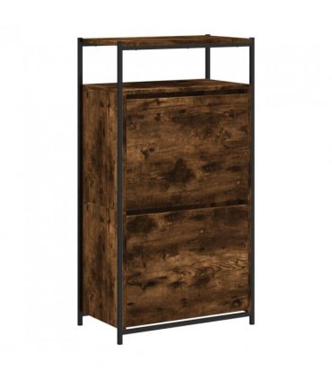 vidaXL Shoe Cabinet Smoked Oak 60x34x112 Engineered Wood