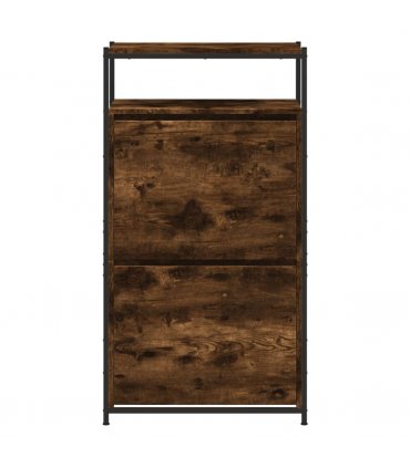 vidaXL Shoe Cabinet Smoked Oak 60x34x112 Engineered Wood
